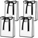 Kolldenn 30 Pcs Thank You Gift Bags with Handles 10.2 x 7.1 x 3.2 Inch Elegant Party Favor Bags with Ribbon Bow for Wedding Bridal Birthday Bridesmaid Holiday Party Supplies(Black)