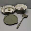 Carote 9pcs Ceramic Cookware Set with Detachable Handles, Pots and Pans Set Non Stick, RV Kitchen Cooking Pot and Pan, Dishwasher Safe, Non-toxic Induction Cookware PFAS and PFOA Free, Green