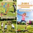 VATOS 3 in 1 Bean Bag & Ring Toss Game, Musical Jumping for Kids, Electric Spinning Base with Remote, Lights, 12 Sandbags, 12 Tossing Rings, 12 Balls, Indoor Outdoor Backyard Sport Toy for Boy Girl 3+