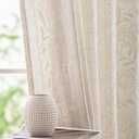 jinchan Winslow Linen Curtains for Bedroom 84 Inches Length Embroidered Bordered Floral Curtains for Living Room Farmhouse Decor Light Filtering Window Treatments Ivory on Beige Drapes 2 Panels