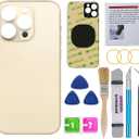 OEM Rear Back Glass Replacement for iPhone 14 Pro Max 6.7 inches with Reparing Toolkit and Pre-Installed Adhesive (Gold) (Gold)