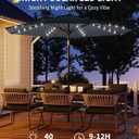 GarveeLife 10 ft Patio Umbrella with Solar Lights, 8 Ribs Outdoor Market Table Umbrella with 40 LED Lights & Tilt Crank for Pool, Deck, Backyard, Gray