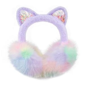 CHUANGLI Fluffy Cat Ear Earmuffs for Women Plush Foldable Cat Ear Muffs Winter Earmuffs Teen Girls Cold Weather Ear Warmers