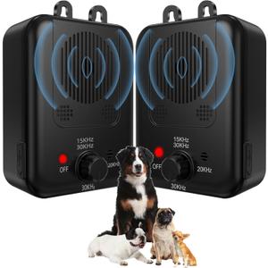 2 Pack Anti Barking Devices, Auto Barking Control Devices with 3 Modes, Rechargeable Ultrasonic Dog Bark Box Barking Deterrent Devices, Effective Stop Barking Dog Devices for Indoor & Outdoor Use