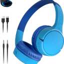 Belkin SoundForm Mini - Wireless Bluetooth Kids Headphones, 30H Battery, 85dB Safe Volume Limit, Built-in Microphone - Toddler On-Ear Earphones for iPhone, iPad - Ideal for School - Blue w/Case