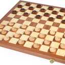 VAMSLOVE 15inch Checkers Folding Wooden Game Set, 100 Square Checkerboard International Checkers Draughts Board 10x10 for Kids with Pieces Storage Slots (Instructions Included)