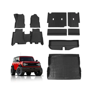 Rongtaod Floor Mats Compatible with 2021-2024 2025 Ford Bronco 4 Door Trunk Mat Cargo Mat Cargo Liner All Weather Back Seat Cover Protector 2023 Bronco Accessories (Set of 9 Mats)