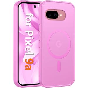 FNTCASE for Google Pixel 9a Case: Magnetic Translucent Matte Shockproof Slim Cell Phone Cover - Military Grade Drop Proof Hard Back Anti-Fingerprint Protective Case (6.3 inch/Pink)