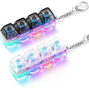 2 Pack Keyboard Fidget Toy Light Up Clicky Keyboard Clicker Fidget Keychain Clicky Fidget Toys for Adults, Sensory Toy for Boost Focus & Calm Anxiety at Work, Travel Stress Relief Gifts