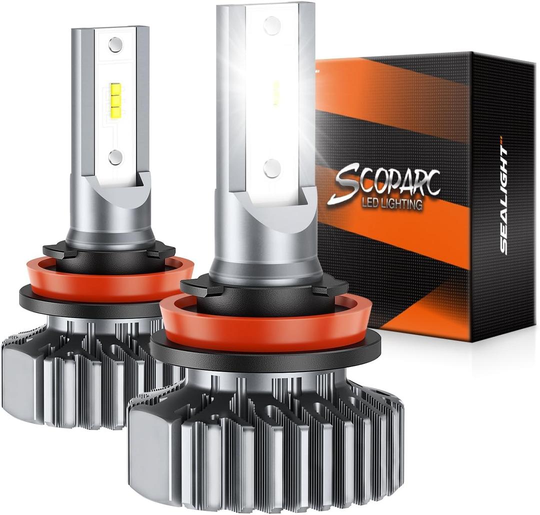 SEALIGHT H11/h8/h9 Bulbs, 5-Min Plug and Play, Quick Installation, Fanless Light No Noise, IP67 Non-Polarity, Powersports Accessory Lights, IP67 Waterproof, Pack of 2