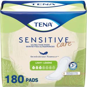 Tena Sensitive Care Female Incontinent Pad Regular Length 9" L 54358, 180 Ct (30 Count (pack of 6))