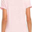 LUSMAY Women's Casual Zipper V Neck Short Sleeve Tunic Tops Loose Fitting T Shirts Blouse (Pink, M)