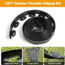 4 inch Tall Landscape Edging No Dig 33FT Garden Edging with 30 Spikes, Landscape Edging Border for Landscaping, Lawn, Flower Beds, Grass, Yard