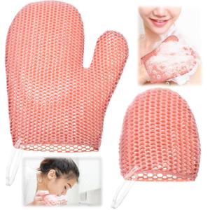 Karenhi 2 Pcs Honeycomb Exfoliating Glove Set Exfoliating Bath Mitt Honeycomb Face and Body Scrubber Shower Mitt for Cleaning Body Shower Face Skin Beauty Spa, Quick Drying(Orange) (as pictures shown)