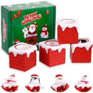 3 x Christmas Squishy Toys Party Favors - 4 Pack Pop Up Chimney Stress Relief Toys Christmas Stocking Stuffers Goodie Bags Treats Fillers Xmas Decorations Classroom Prizes Gift Toys Boys Girls Adults