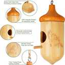 Hummingbird House, Wooden Hummingbird Houses for Outside - Handcrafted Natural Wood Birdhouse with Complete Hanging Kit (Bow & String) - Premium Gardening Gifts Decoration (Style-3, 4 Pack)