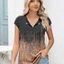 Kistore Women's Summer Casual V Neck Tank Tops Cap Sleeve Loose Fit Blouses Tunic Shirts (Medium, B-orang Background Gray Leopard)