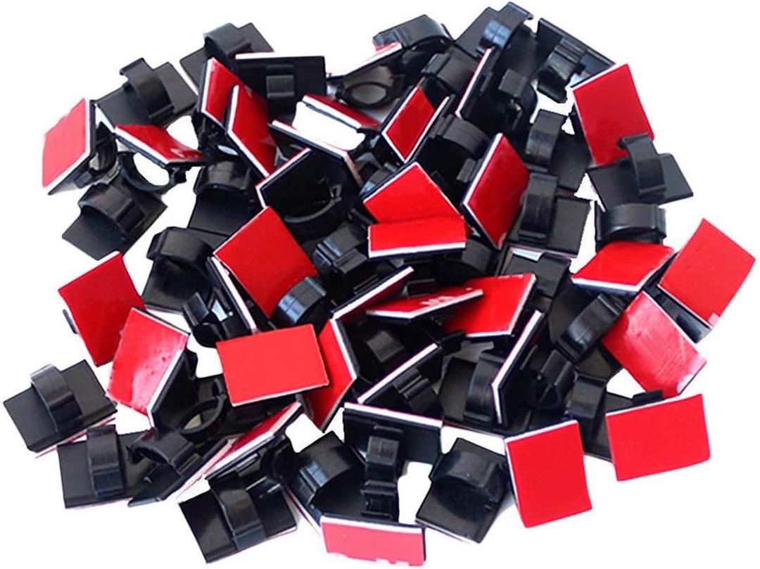 Adhesive Clips Strong Wire Holders 100 Pack Self-Adhesive Wire Clip Cable Cord Desk Management for Office Home and Car