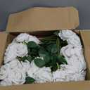 Sggvecsy 50 Pcs Artificial Roses Fake Flowers Velvet Silk Roses with Stems Bulk Realistic Faux Flowers for Bridal Bouquets Wedding Centerpieces Valentines Day DIY Home Party Decor (Ivory)