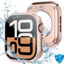 Tensea (2 in 1) for Waterproof Apple Watch Screen Protector Case Series 11/10 42mm Accessories, 360 Front and Back, iWatch PC Face Cover with Tempered Glass for Women Men, 42 mm (Original Rose Gold)