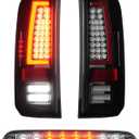 Tail Lights Assembly [LED Kit] + 3rd Third Brake Cargo Lamp Fit for Ford F250 F350 F450 F550 Super Duty 2008-2016, Rear High Mount Stop Light & Taillights Set, Chrome Housing Smoked Lens