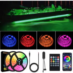 Led Strip Boat Lights Kit, 40FT Bluetooth Multi-Color Marine Pontoon Led Lights, Waterproof Boat Interior Light, Under Gunnel Deck Light, Night Fishing Lighting, APP/Remote Control, Sound Music Sync