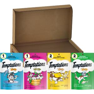 Temptations Classic Crunchy and Soft Cat Treats Feline Favorites Variety Pack, 3 oz. Pouches (Pack of 6), BBD 11/2026