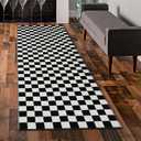 Seavish Checkered Rug 2x6 Ft Black and White Hallway Runner Rug Washable Indoor Outdoor Entryway Runner Rug Checkerboard Rug Reversible Area Rugs for Bedroom Bathroom Laundry Room Kitchen
