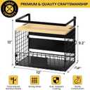 [WIDER SHELF] 1 SET Strong Magnetic Shelf Basket for Fridge with Tag & Bamboo Top, XXL Large Magnetic Spice Rack Shelves for Side of Refrigerator, Kitchen Pantry Storage Organizer for Food Fruit Veg