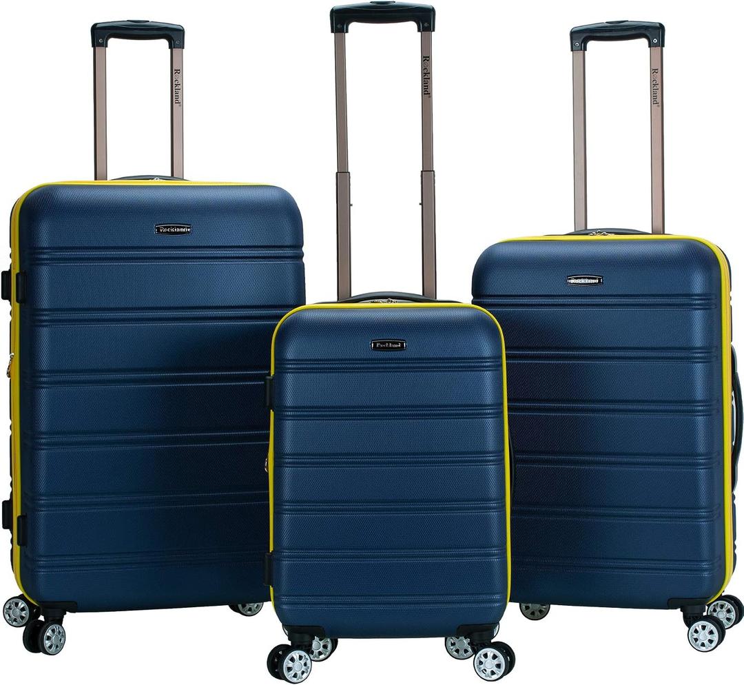 Rockland Melbourne Hardside 3 Piece Expandable Spinner Wheel Luggage Set, (20"/24"/28"), Navy