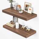 Dreamland 32" Floating Shelves for Wall, 12" Deep Thicker Walnut Floating Shelves, Wall-Mounted Shelves for Bedroom, Living Room, Kitchen, Bathroom - Set of 2