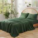 Entisn Pure Cotton Sheets Queen Size Bed Set 4 Pieces, 400 Thread Count Cotton Sheet Set with All Around Elastic for Snug Fit, All Seasons Breathable & Soft Bedding, 16 Inch Deep Pocket, Olive Green