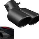 Dual Exhaust Tip, 2.48" Inlet Double Outlet Car Muffler Exhausts with Bolt, Stainless Steel Bending Anti-collision Auto Tail Pipe Muffler Tip, Universal Pipe Modification Accessory (Black)