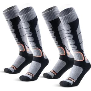 WEIERYA Merino Wool Ski Socks for Men, Women & Youth - Over-the-Calf Full Cushion Thermal Snowboard Socks, Winter Performance (Large, Black)