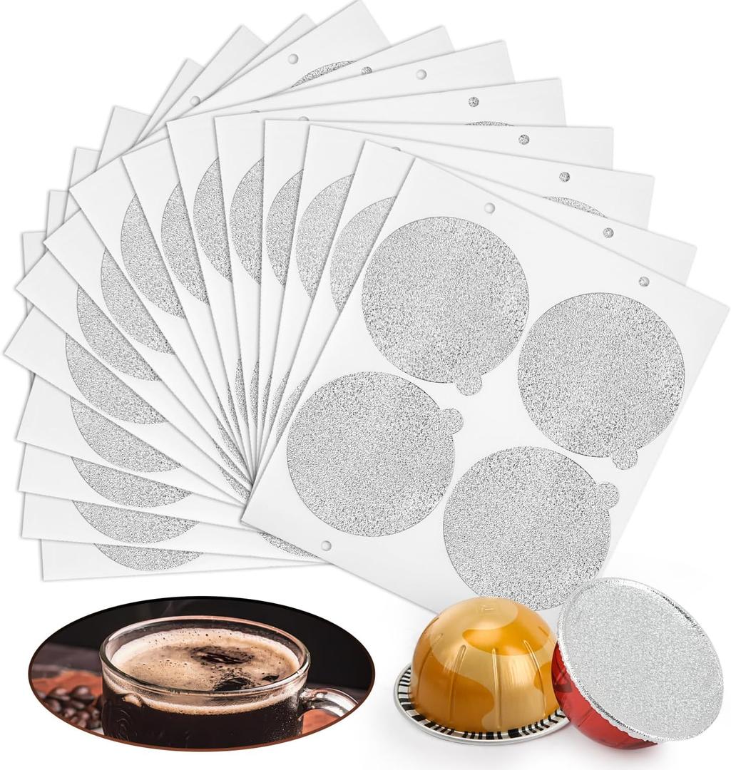 Pro Mael 100-Count Aluminum Foil Seals for Reusable VertuoLine Pods, Sealing Lids for DIY Refillable Nespresso VertuoLine Capsules (Works perfectly with Pro Mael Refillable Coffee Pod Kits)
