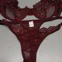 Foxiny Sexy Scallop Floral Lace Mesh Sheer Underwire Lingerie Set 2 Piece M