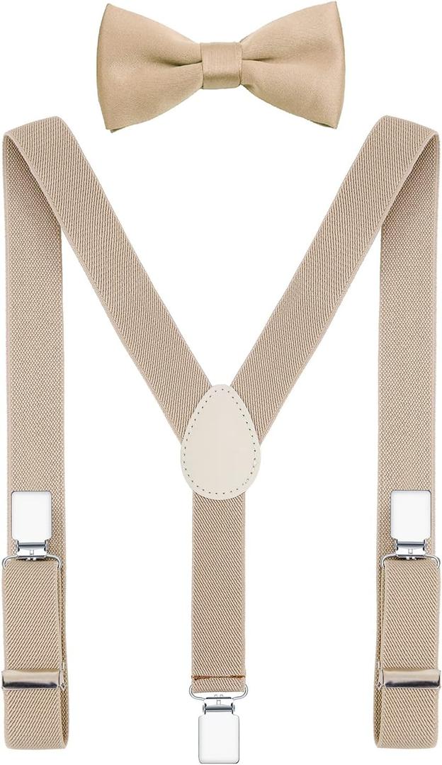 Men's Boys' Bow Tie and Suspenders Set Adjustable Elastic