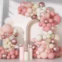 Ouddy Party Dusty Pink Balloons Arch Garland Kit, Different Sizes 18 12 10 5 Inch Boho Pink White Sand Latex Metallic Confetti Balloon for Girl Baby Shower Mothers Day Birthday Party Decorations