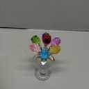 Movdyka Crystal Colorful Rose Flower Figurine with Vase Handmade Romantic Glass Rose Gifts for Wife Mom on Mother's Day Birthday Christmas Wedding Valentines Home Decorations (Multicolor)