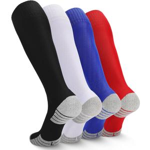 Ultrafun 4 Pairs Soccer Socks Men Youth Kids Cushioned Knee High Team Sports Football Socks