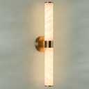 Alabaster Wall Sconce, Solid Brass Sconce with Natural Spanish Alabaster, 23.8 in Vanity Lights for Bathroom, LED Hardwired Wall Lamp for Living Room Bedroom Dining Room Staircase Hallway, 23.8 in-1 Pack