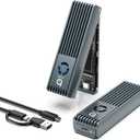 NVMe Enclosure with Cooling Fan, Tool-Free Installation,Full Aluminum Alloy, Sandwich Style Design, USB 3.2 Gen 2 PCIe Adapter for M & M+B Key NVMe/SATA M.2 SSD Case for 2230/2242/2260/2280