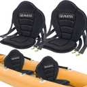 Kayak Seat, Universal Adjustable Kayak Seat with Back Support, Kayak Replacement Seat, Detachable Paddle Board Seat Fishing Boat Seat for Kayaking, Sup and Canoe (2 Pack Black)