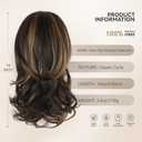 Clip on Ponytails for Women - 14 Inch Curly Ponytail Extension, Wavy Pony Tails Hair Extensions, Synthetic Hair Extensions Ponytail, Clip in Ponytail (Color: Dark Brown with Honey Blonde Highlights)