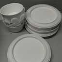 UMINEUX Ceramic Dinnerware Set for 4, 12-Piece Plates and Bowls Set for Kitchen and Dining, Modern Dishes Set, Dishwasher & Microwave Safe, White