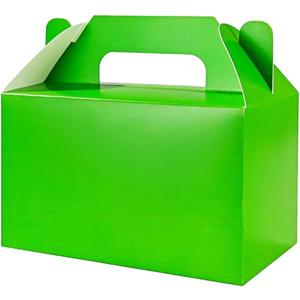 PEIQICHU 24 Pack Candy Treat Boxes Snack Goodie Bags Party Favors Box Party Gift Bags for Birthday, Baby Shower, Weddings Cardboard Candy Containers With Handle, Gable Style, Green