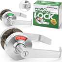 Privacy Keyless Door Handle Lock with in-Use Or Vacant Indicator for Men/Women Restroom,Commercial Grade,Vacancy Occupied Sign Bathroom Door,Perfect for Public Washroom(70mm,Brushed Nickel)