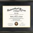 GraduationMall 11x14 Diploma Frame with Black over Gold Mat or Display 15x18 Certificate without Mat,Solid Wood & UV Protection Acrylic,Glossy Black Finish with Gold Trim
