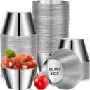 60 Pcs Stainless Steel Sauce Cups Bulk,5 Oz Metal Ramekins Dipping Sauce Cups Condiment Bowls Reusable Stackable Round Individual Dipping Bowls Containers for Kitchen Restaurant