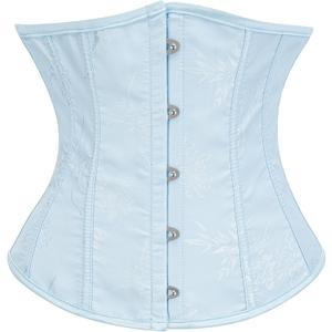 Dreay Womens Vintage Floral Print Underbust Corset Tops Vintage Boned Corset Belt Corset (Small, Blue)